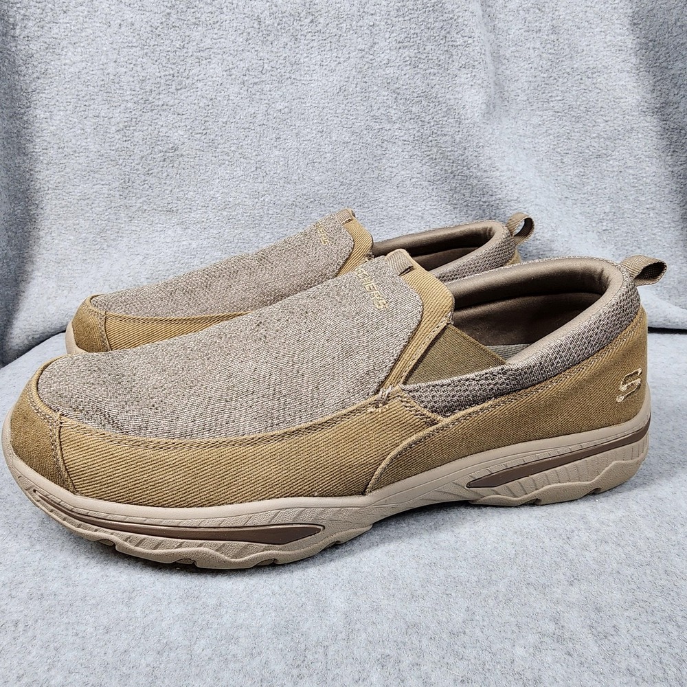 Skechers Shoes Mens Size 13 Beige‎ Relaxed Fit Slip On Memory Foam Comfort